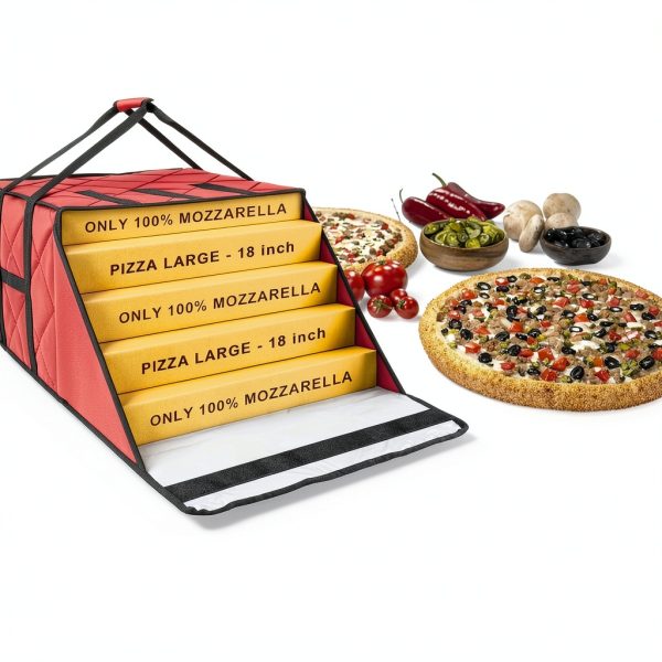 Pizza Delivery Bag MyLifeUNIT Red 20x20x11 Insulated for 4-5 Pizzas-3