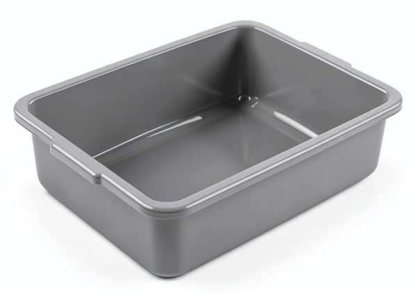 Anbers 13L Grey Plastic Commercial Bus Box - 4 Pack Wash Tub-1