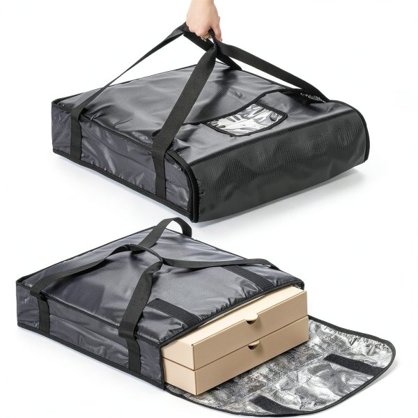 DEAYOU Insulated Pizza Delivery Bag 20x20x5 Black Thermal Carrier-5