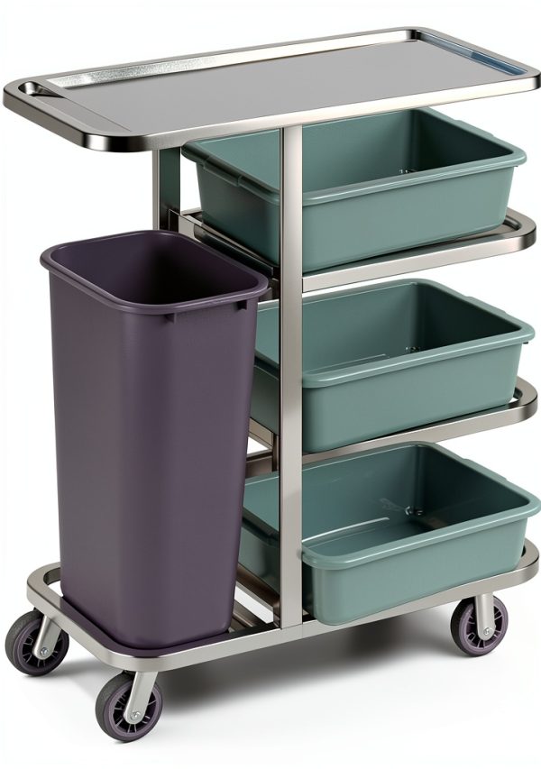 Anbers 13L Grey Plastic Commercial Bus Box - 4 Pack Wash Tub-3