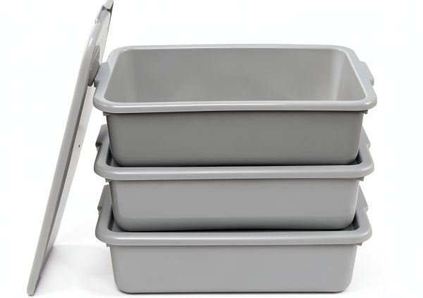 Food Service Bus Tub Saedy 3 Pack 13 L Grey Stackable-6