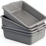 Anbers 13L Grey Plastic Commercial Bus Box - 4 Pack Wash Tub-0