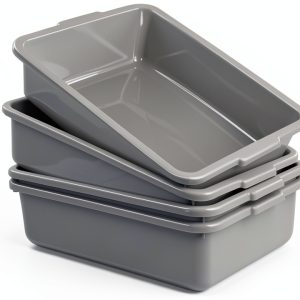 Anbers 13L Grey Plastic Commercial Bus Box - 4 Pack Wash Tub-0