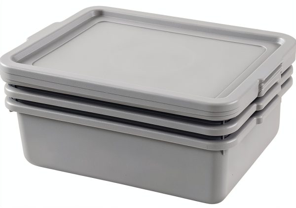 Bus Tubs Wekioger 13L Commercial – Durable Silver Grey PP, 3‑Pack-5