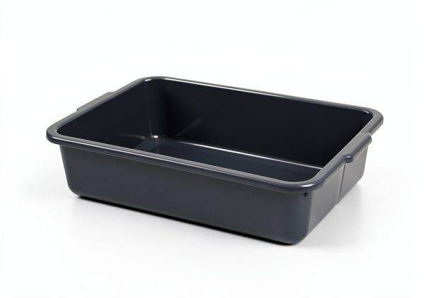 Grey 4-Pack Commercial Bus Tubs ZHENFAN 13L Stackable Bin with Handles-1