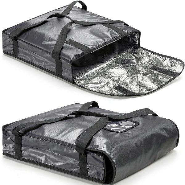 DEAYOU Insulated Pizza Delivery Bag 20x20x5 Black Thermal Carrier-2