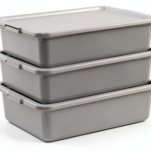 Bus Tubs Wekioger 13L Commercial – Durable Silver Grey PP, 3‑Pack-0
