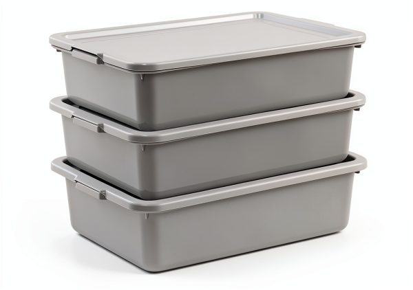 Bus Tubs Wekioger 13L Commercial – Durable Silver Grey PP, 3‑Pack-0