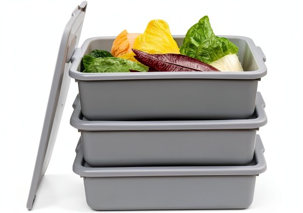 Bus Tubs Wekioger 13L Commercial – Durable Silver Grey PP, 3‑Pack-2