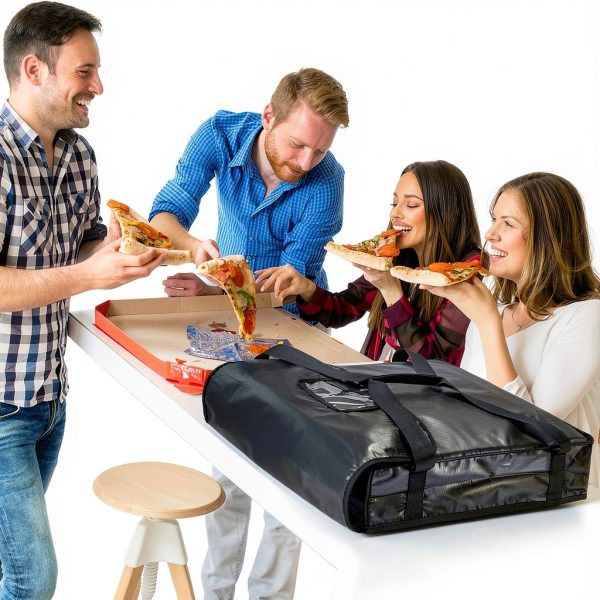 DEAYOU Insulated Pizza Delivery Bag 20x20x5 Black Thermal Carrier-6