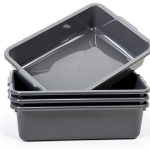 Grey 4-Pack Commercial Bus Tubs ZHENFAN 13L Stackable Bin with Handles-0
