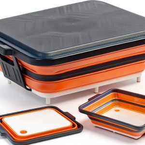 Collapsible BBQ Prep Tub with Lid and Cutting Board – XL Meat Marinating Container – Barbecue Accessory for Brisket, Grilling, Smoking, Tailgate & Camping – Brine & Meal Prep System for Outdoor Grill-0