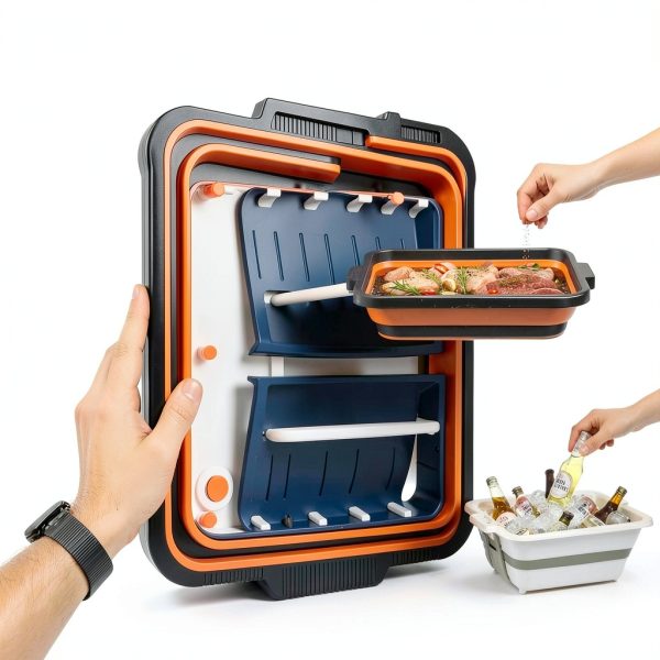 Collapsible BBQ Prep Tub with Lid and Cutting Board – XL Meat Marinating Container – Barbecue Accessory for Brisket, Grilling, Smoking, Tailgate & Camping – Brine & Meal Prep System for Outdoor Grill-2