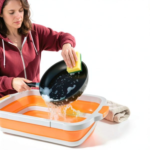Collapsible BBQ Prep Tub CK GOLD Orange 30L with Locking Lid-5
