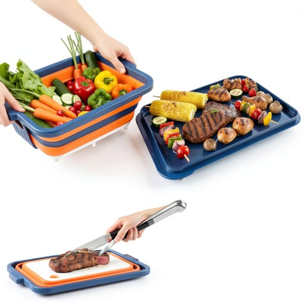 Collapsible BBQ Prep Tub with Lid and Cutting Board – XL Meat Marinating Container – Barbecue Accessory for Brisket, Grilling, Smoking, Tailgate & Camping – Brine & Meal Prep System for Outdoor Grill-1
