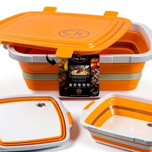 Collapsible BBQ Prep Tub CK GOLD Orange 30L with Locking Lid-0